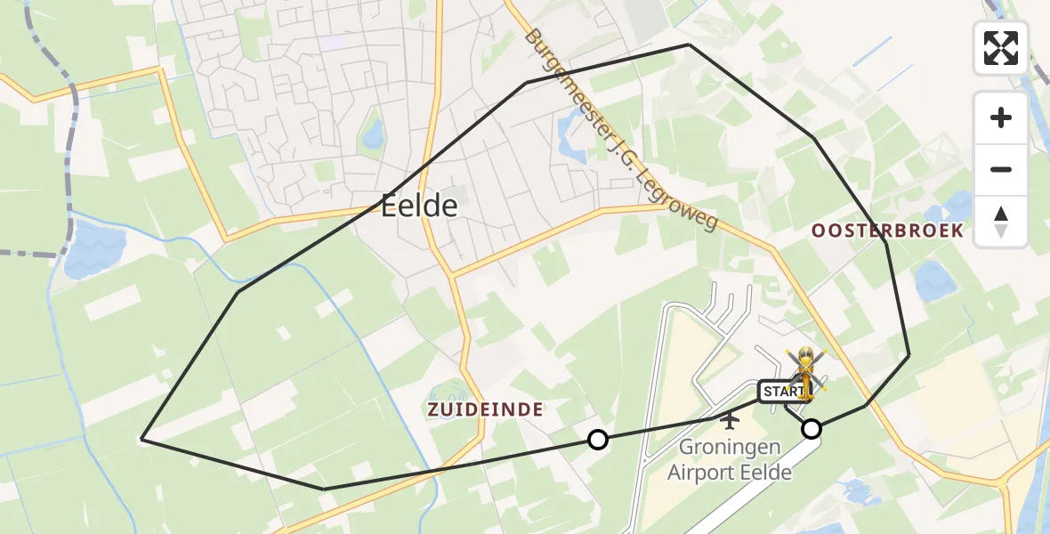 Vluchtroute Traumahelikopter Groningen Airport Eelde - Groningen Airport Eelde, 16 september 2026, 15:08