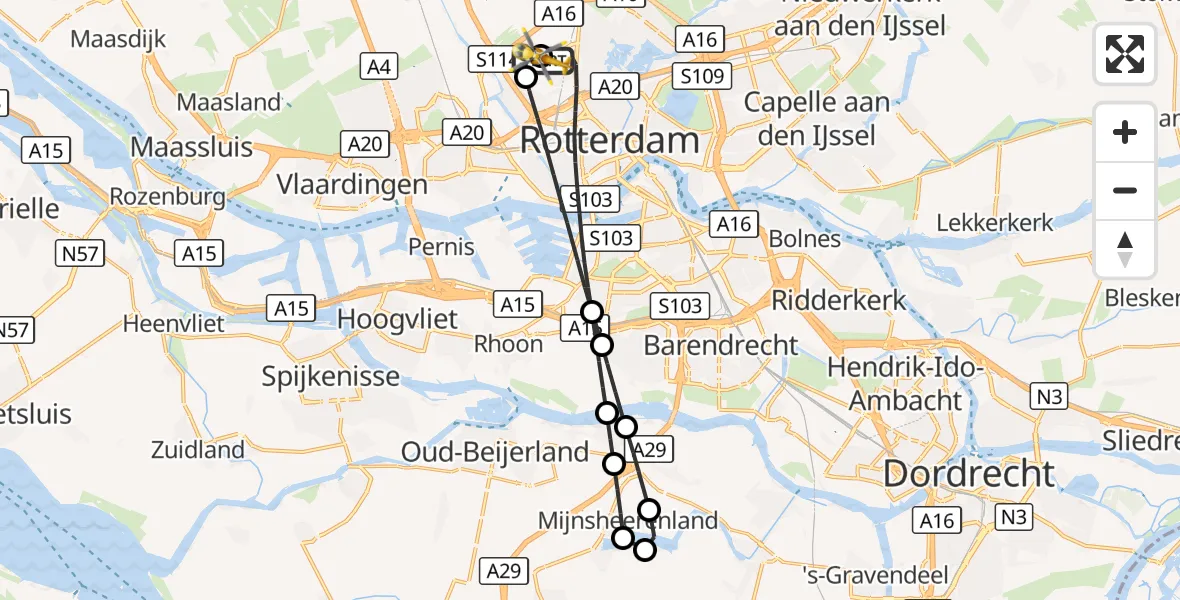 Vluchtroute Traumahelikopter Rotterdam The Hague Airport - Rotterdam The Hague Airport, 16 september 2026, 16:22