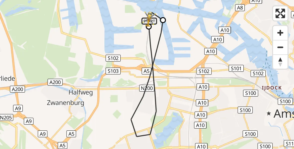 Vluchtroute Traumahelikopter Amsterdam Heliport - Amsterdam Heliport, 16 september 2026, 16:24