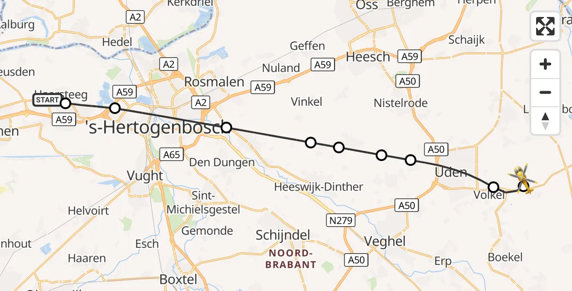 Vluchtroute Traumahelikopter Haarsteeg - Vliegbasis Volkel, 16 september 2026, 17:27