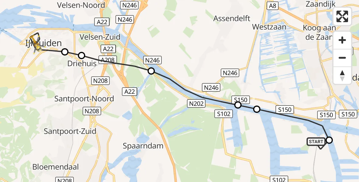 Vluchtroute Traumahelikopter Amsterdam Heliport - IJmuiden, 17 september 2026, 05:29