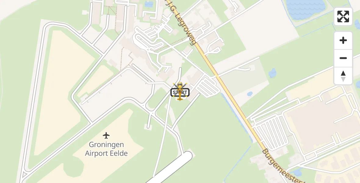 Vluchtroute Traumahelikopter Groningen Airport Eelde - Groningen Airport Eelde, 17 september 2026, 07:14