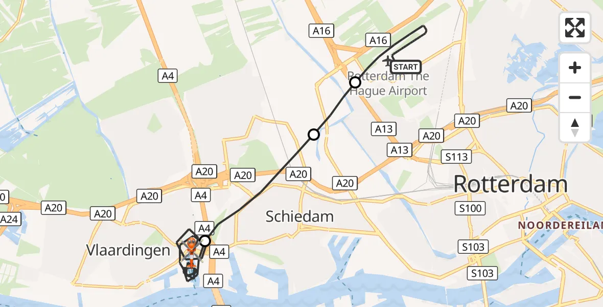 Vluchtroute Kustwachthelikopter Rotterdam The Hague Airport - Vlaardingen, 17 september 2026, 08:11