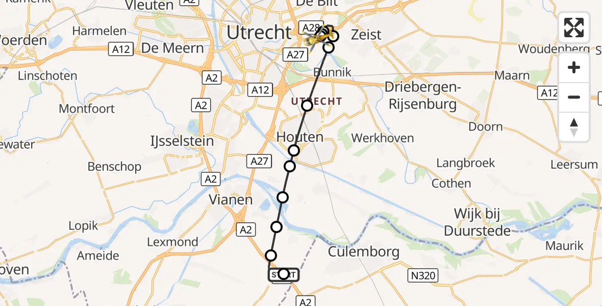 Vluchtroute Traumahelikopter Everdingen - Universitair Medisch Centrum Utrecht, 17 september 2026, 08:41