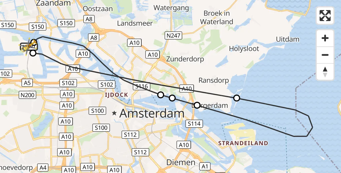 Vluchtroute Traumahelikopter Amsterdam Heliport - Amsterdam Heliport, 17 september 2026, 08:53