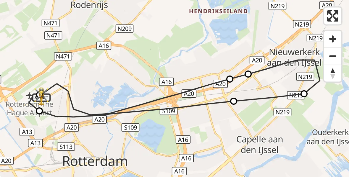 Vluchtroute Traumahelikopter Rotterdam The Hague Airport - Rotterdam The Hague Airport, 17 september 2026, 13:57