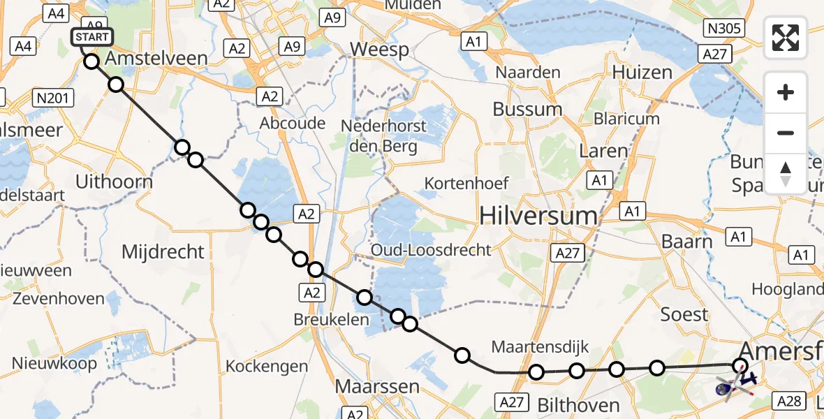 Vluchtroute Politiehelikopter Amsterdam Vliegveld Schiphol - Amersfoort, 17 september 2026, 14:13