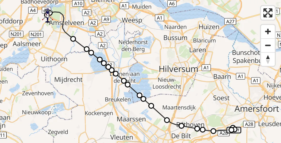 Vluchtroute Politiehelikopter Amersfoort - Amsterdam Vliegveld Schiphol, 17 september 2026, 17:48
