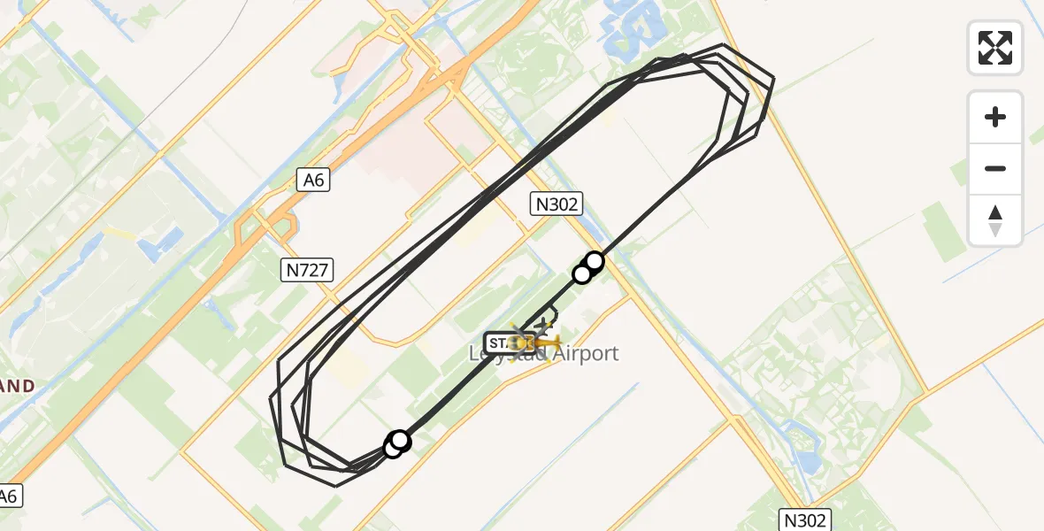 Vluchtroute Traumahelikopter Lelystad Airport - Lelystad Airport, 17 september 2026, 18:19