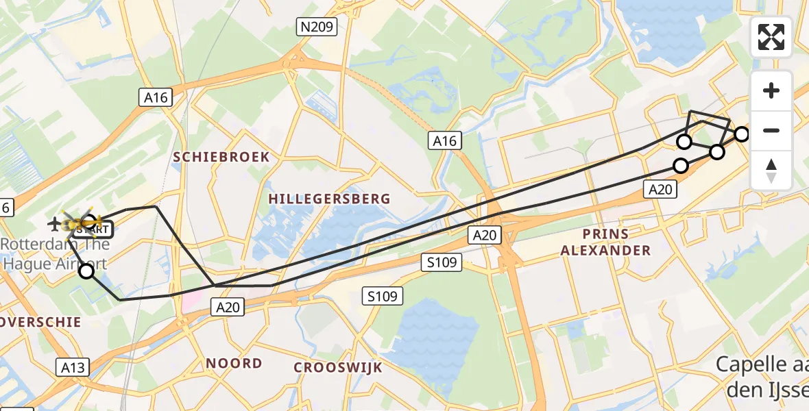Vluchtroute Traumahelikopter Rotterdam The Hague Airport - Rotterdam The Hague Airport, 18 september 2026, 10:43