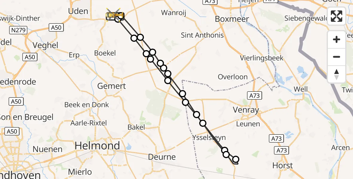 Vluchtroute Traumahelikopter Vliegbasis Volkel - Vliegbasis Volkel, 18 september 2026, 12:17