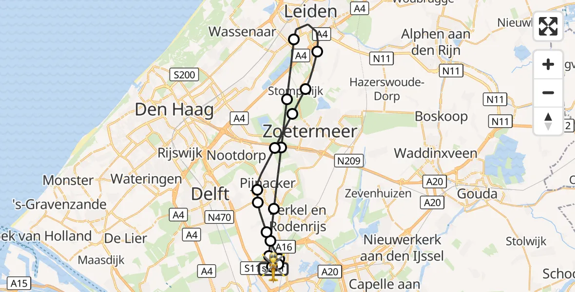 Vluchtroute Traumahelikopter Rotterdam The Hague Airport - Rotterdam The Hague Airport, 18 september 2026, 13:56