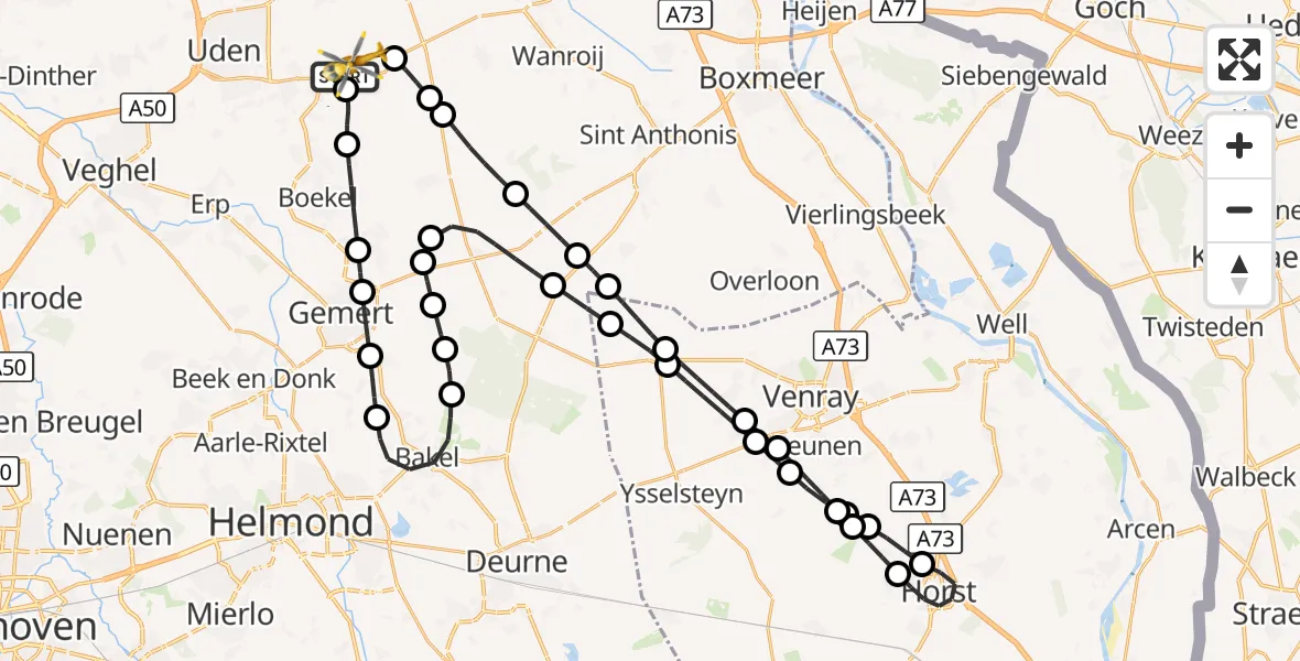 Vluchtroute Traumahelikopter Vliegbasis Volkel - Vliegbasis Volkel, 18 september 2026, 17:35