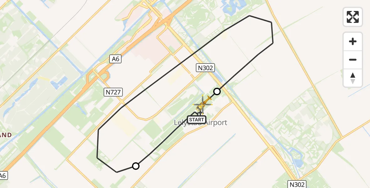 Vluchtroute Traumahelikopter Lelystad Airport - Lelystad Airport, 18 september 2026, 18:03