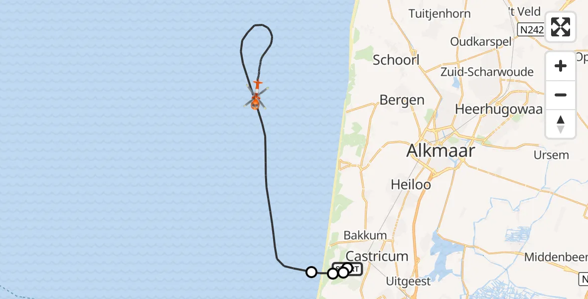 Vluchtroute Kustwachthelikopter Zweefvliegveld Castricum - Noordzee, 18 september 2026, 18:24