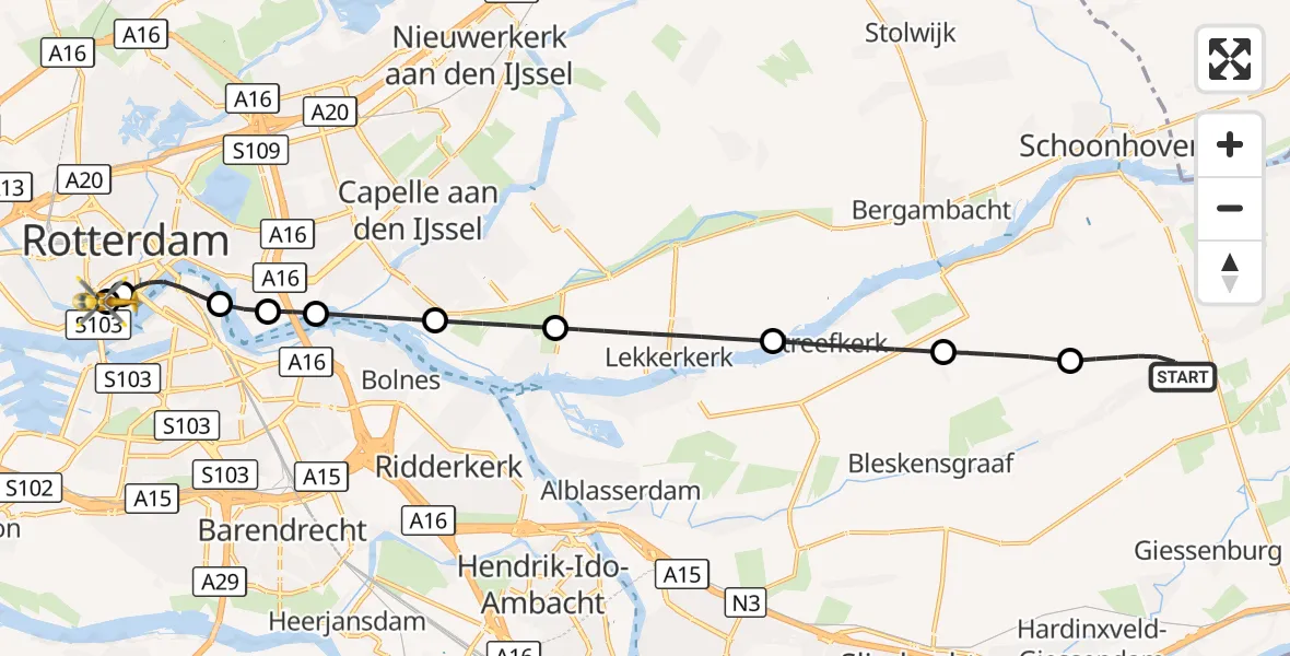 Vluchtroute Traumahelikopter Ottoland - Erasmus MC, 18 september 2026, 18:57