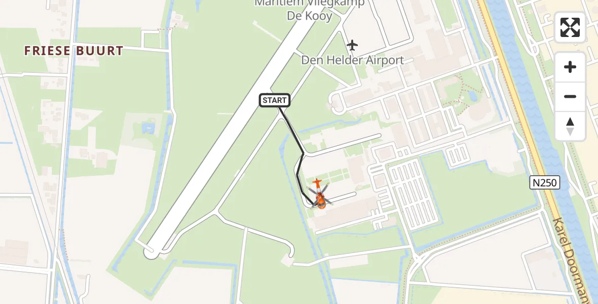 Vluchtroute Kustwachthelikopter Militair vliegveld De Kooy / Den Helder Airport - Militair vliegveld De Kooy / Den Helder Airport, 18 september 2026, 19:28