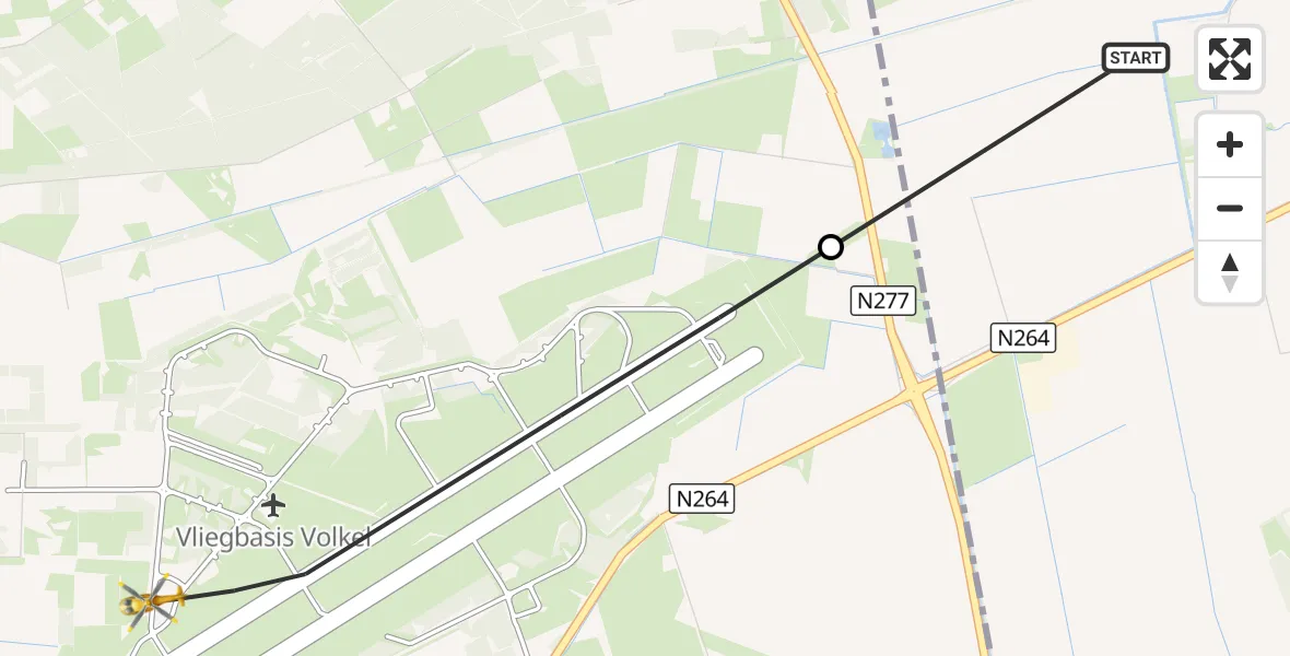 Vluchtroute Traumahelikopter Mill - Vliegbasis Volkel, 19 september 2026, 08:12