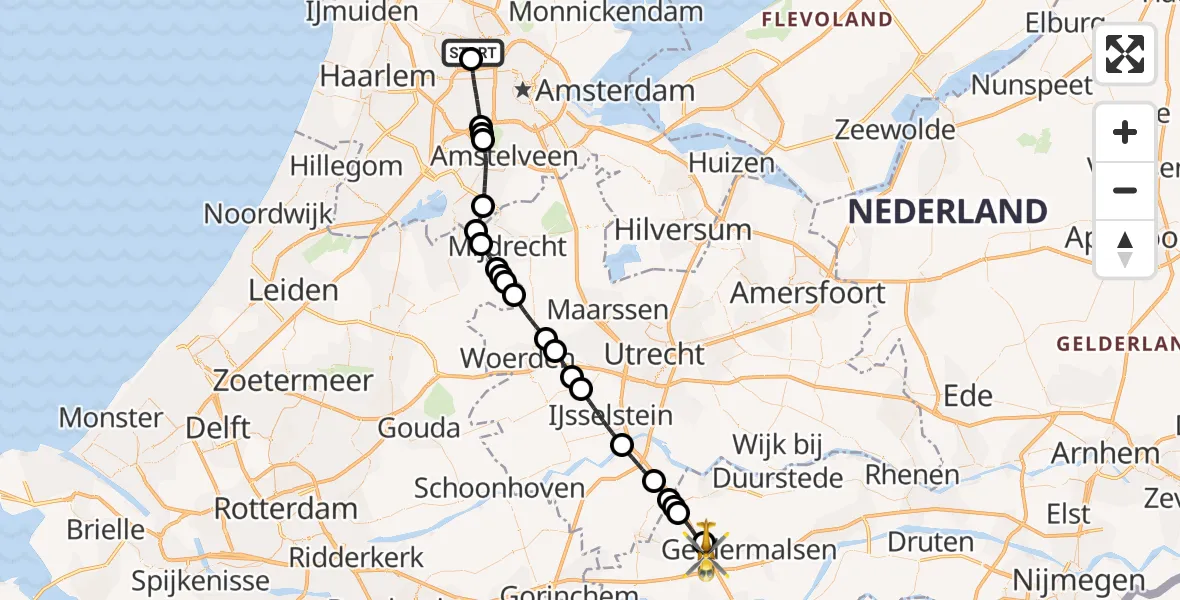 Vluchtroute Traumahelikopter Amsterdam Heliport - Enspijk, 19 september 2026, 09:58