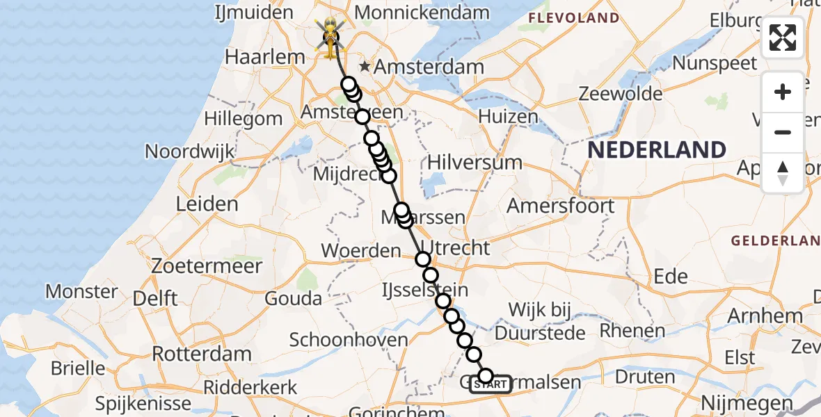 Vluchtroute Traumahelikopter Enspijk - Amsterdam Heliport, 19 september 2026, 10:34