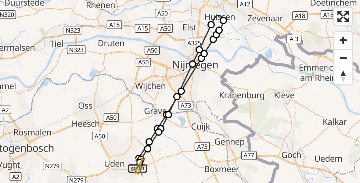 Vluchtroute Traumahelikopter Vliegbasis Volkel - Vliegbasis Volkel, 19 september 2026, 12:34