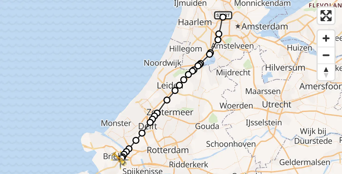Vluchtroute Traumahelikopter Amsterdam Heliport - Vierpolders, 19 september 2026, 14:20