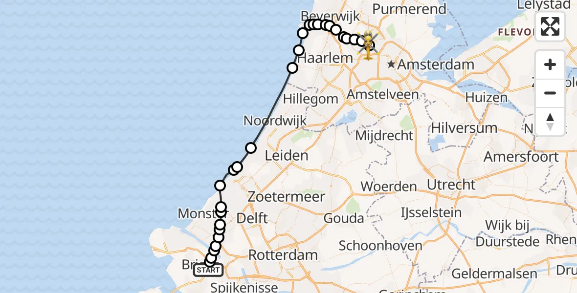 Vluchtroute Traumahelikopter Vierpolders - Amsterdam Heliport, 19 september 2026, 15:03
