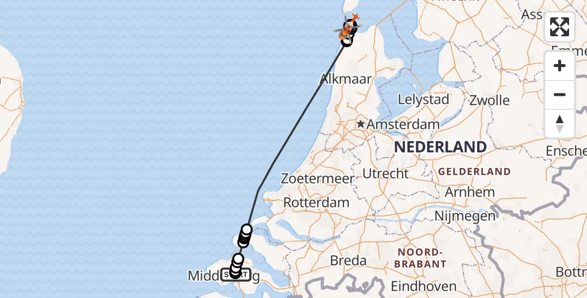 Vluchtroute Kustwachthelikopter Vliegveld Midden-Zeeland - Militair vliegveld De Kooy / Den Helder Airport, 19 september 2026, 15:18