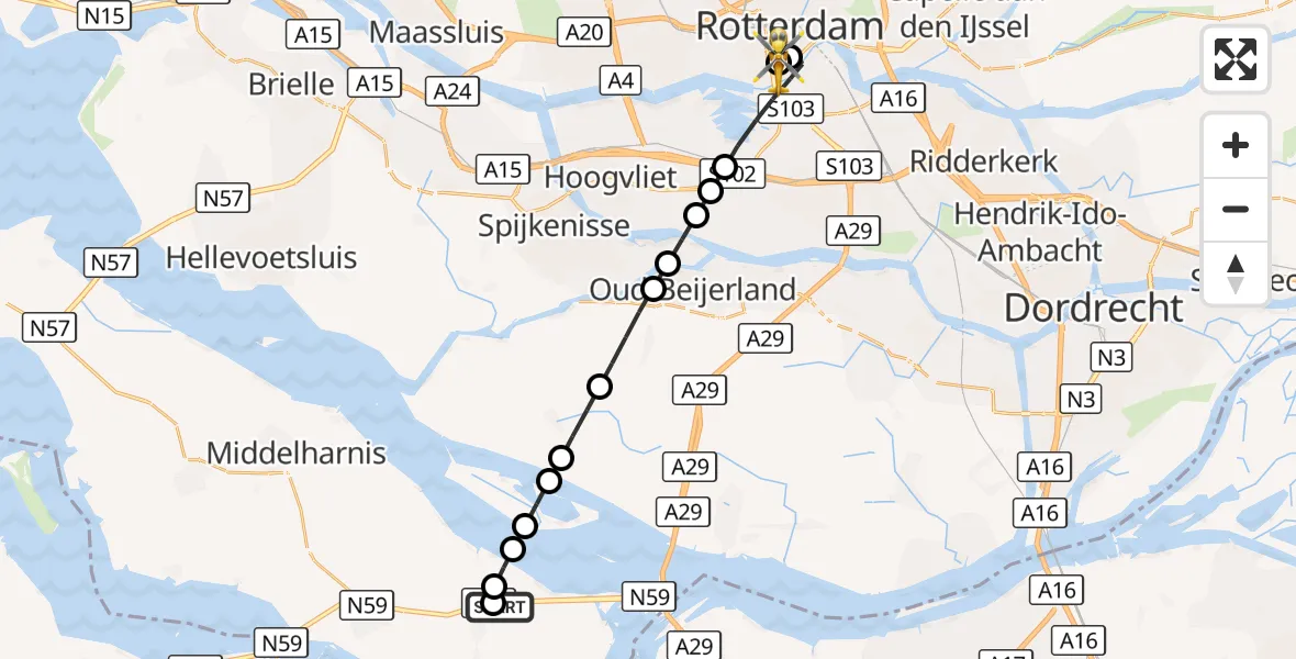 Vluchtroute Traumahelikopter Ooltgensplaat - Erasmus MC, 19 september 2026, 15:41