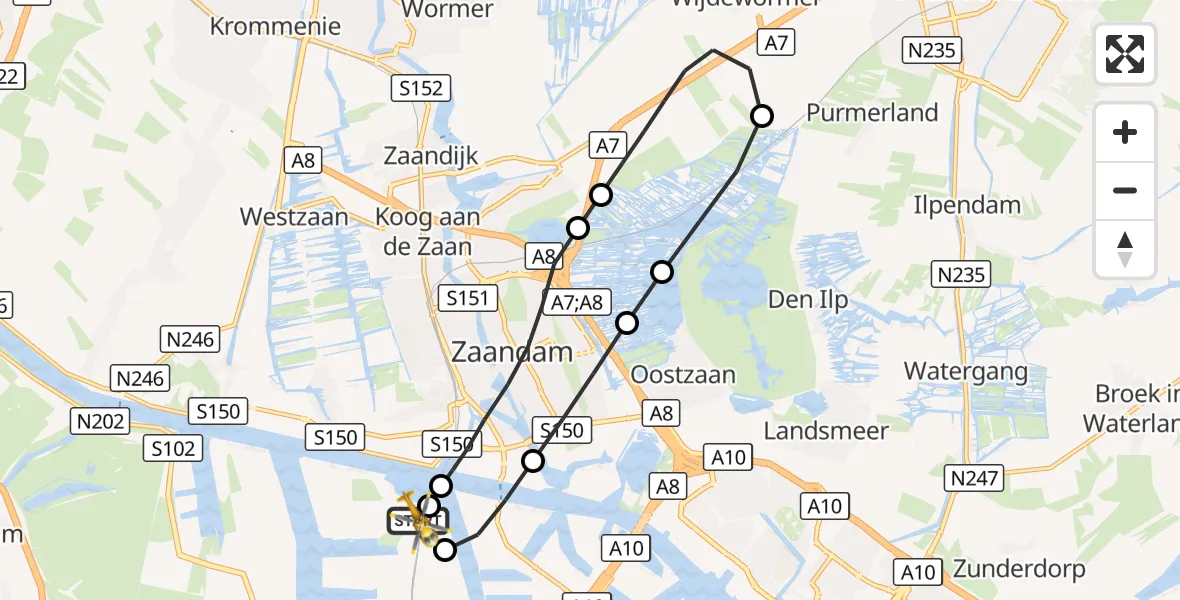 Vluchtroute Traumahelikopter Amsterdam Heliport - Amsterdam Heliport, 19 september 2026, 19:16