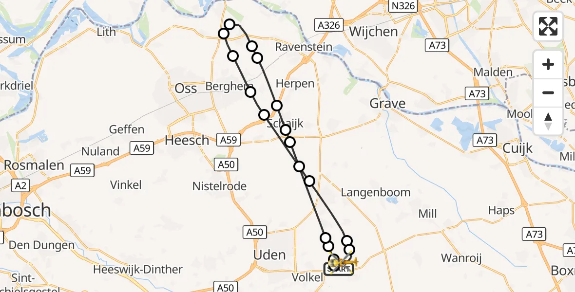 Vluchtroute Traumahelikopter Vliegbasis Volkel - Vliegbasis Volkel, 19 september 2026, 21:32