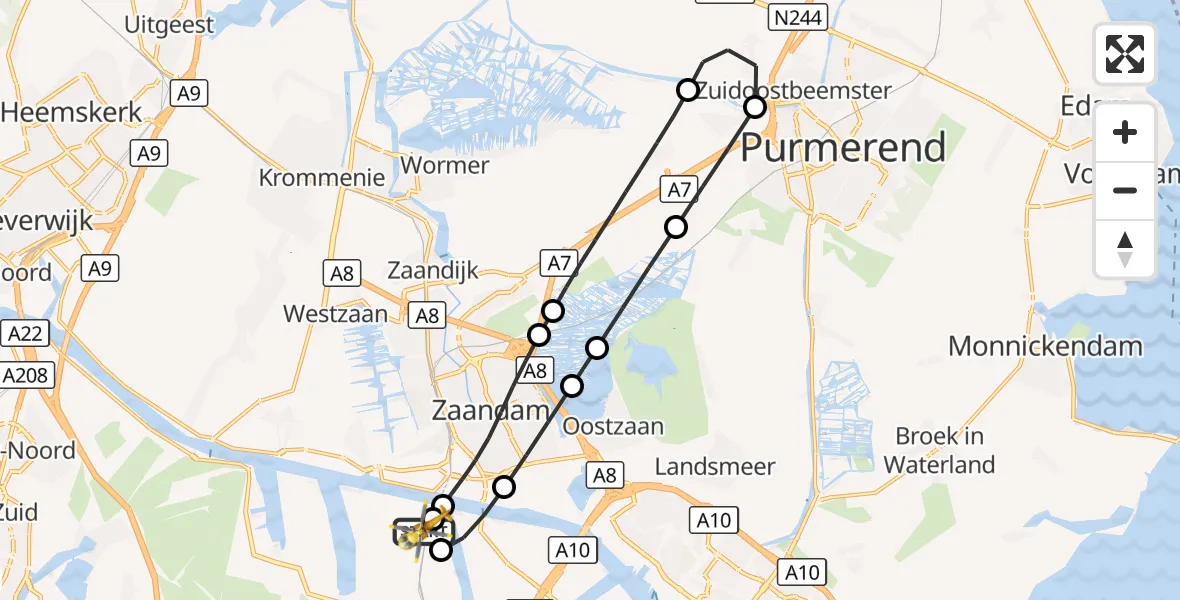 Vluchtroute Traumahelikopter Amsterdam Heliport - Amsterdam Heliport, 19 september 2026, 22:25