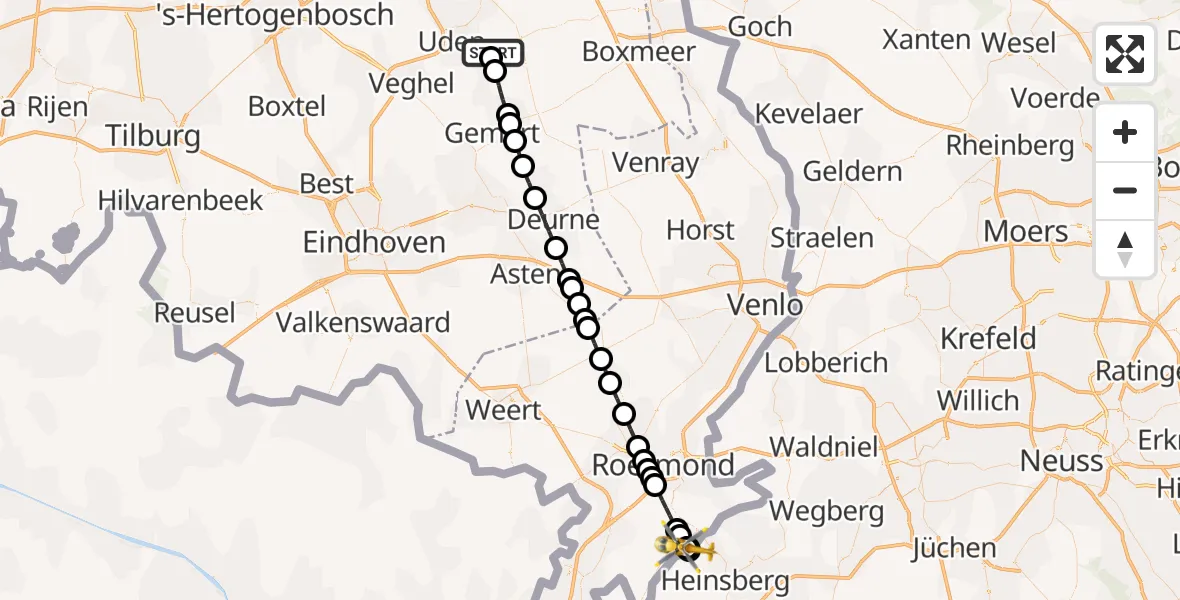 Vluchtroute Traumahelikopter Vliegbasis Volkel - Maria Hoop, 20 september 2026, 11:43