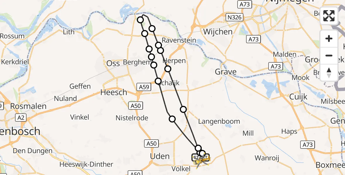 Vluchtroute Traumahelikopter Vliegbasis Volkel - Vliegbasis Volkel, 20 september 2026, 13:21