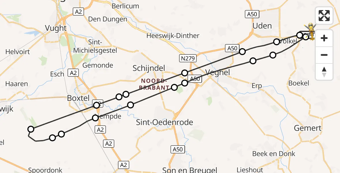 Vluchtroute Traumahelikopter Vliegbasis Volkel - Vliegbasis Volkel, 20 september 2026, 13:59