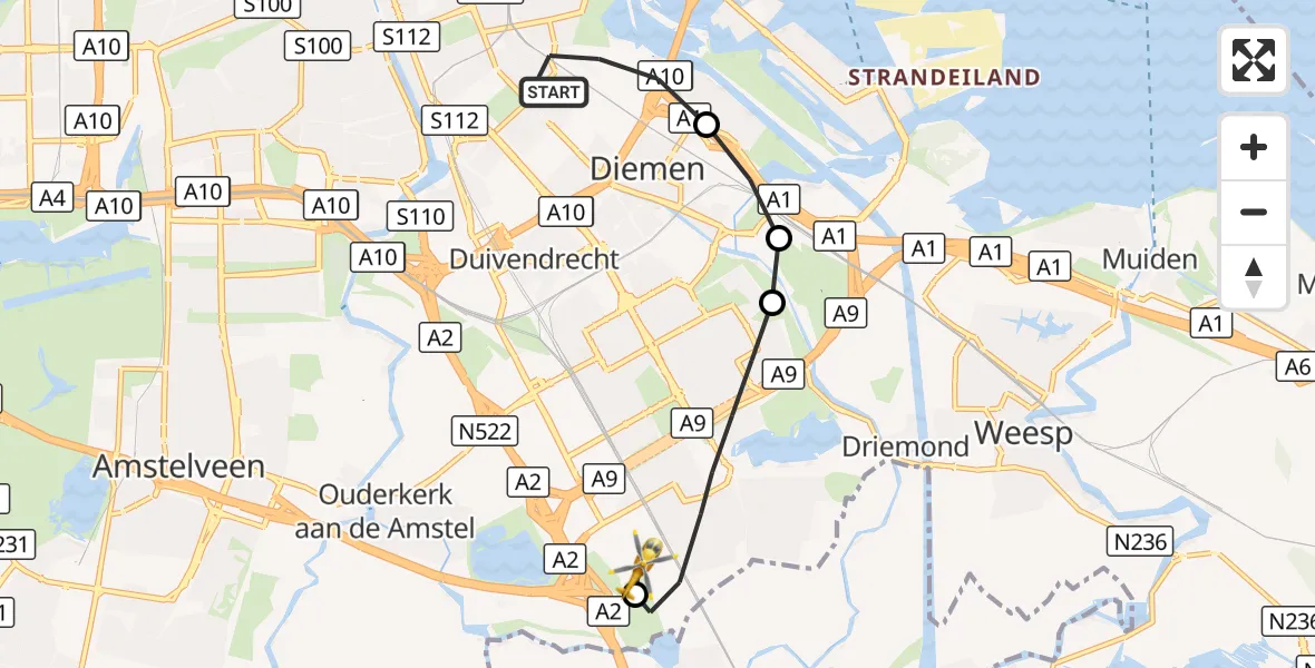 Vluchtroute Traumahelikopter Amsterdam - Amsterdam UMC Helipad, 20 september 2026, 15:27