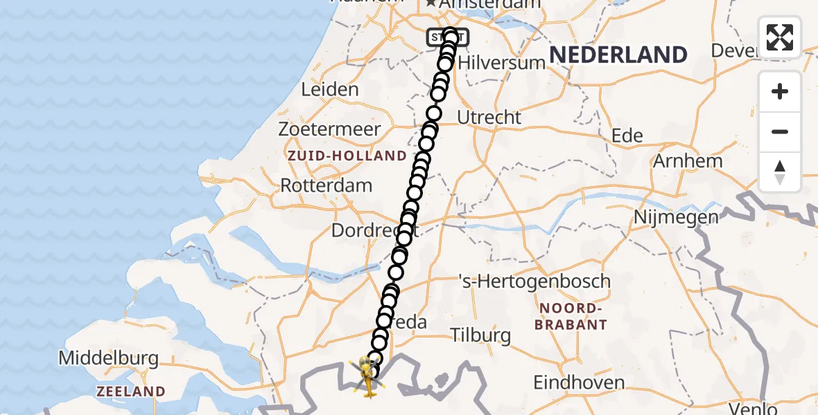 Vluchtroute Traumahelikopter Amsterdam UMC Helipad - Wernhout, 20 september 2026, 16:39