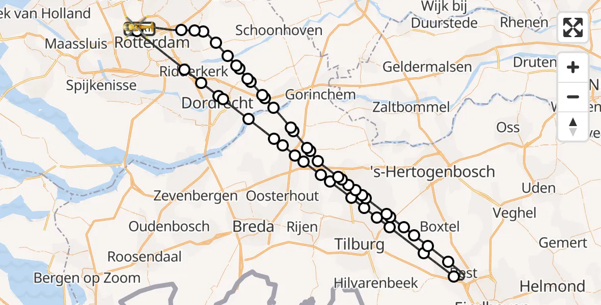 Vluchtroute Traumahelikopter Rotterdam The Hague Airport - Rotterdam The Hague Airport, 20 september 2026, 19:59