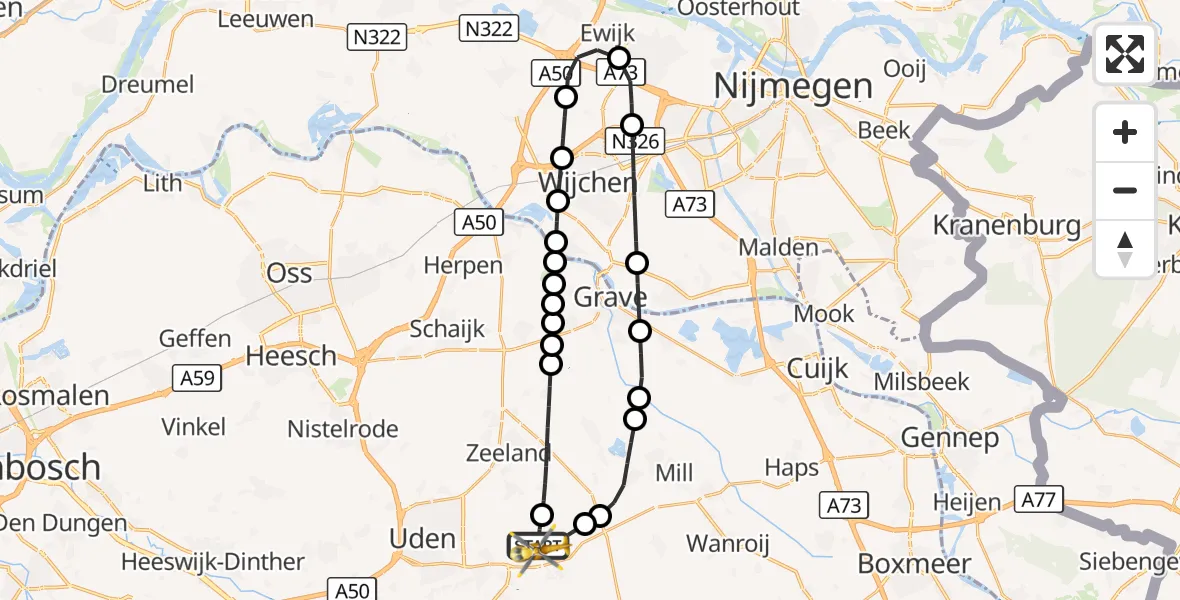 Vluchtroute Traumahelikopter Vliegbasis Volkel - Vliegbasis Volkel, 21 september 2026, 04:47