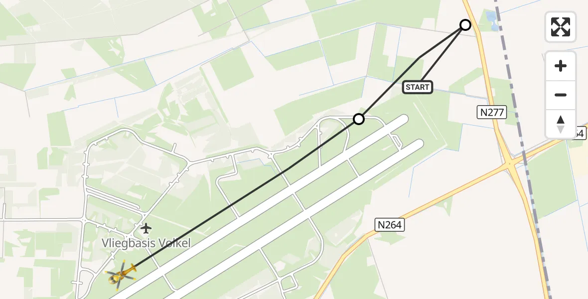Vluchtroute Traumahelikopter Vliegbasis Volkel - Vliegbasis Volkel, 21 september 2026, 07:58