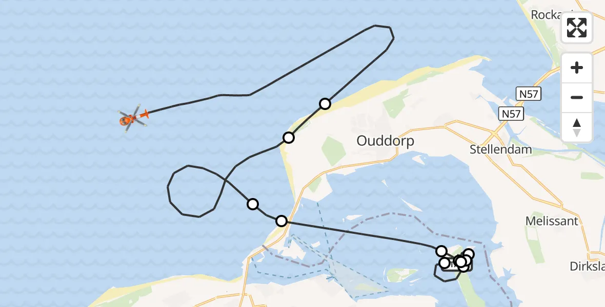 Vluchtroute Kustwachthelikopter Veermansplaat - Noordzee, 21 september 2026, 14:18
