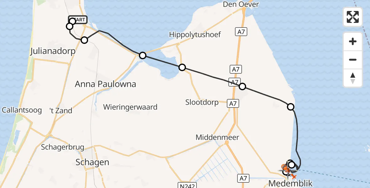 Vluchtroute Kustwachthelikopter Militair vliegveld De Kooy / Den Helder Airport - IJsselmeer, 21 september 2026, 17:43