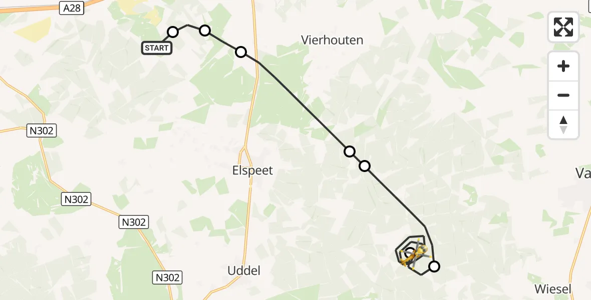 Vluchtroute Traumahelikopter Elspeet - Vaassen, 21 september 2026, 18:26