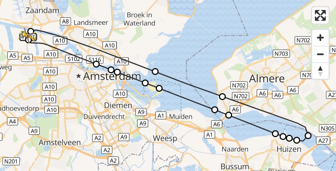 Vluchtroute Traumahelikopter Amsterdam Heliport - Amsterdam Heliport, 21 september 2026, 18:55