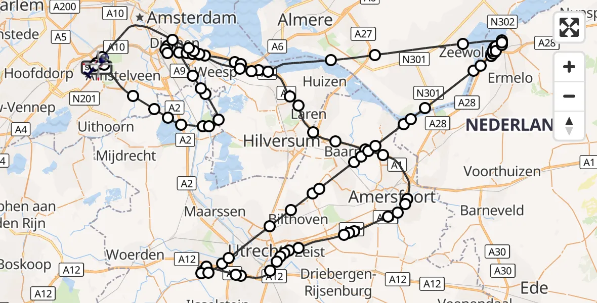 Vluchtroute Politiehelikopter Amsterdam Vliegveld Schiphol - Amsterdam Vliegveld Schiphol, 21 september 2026, 19:05