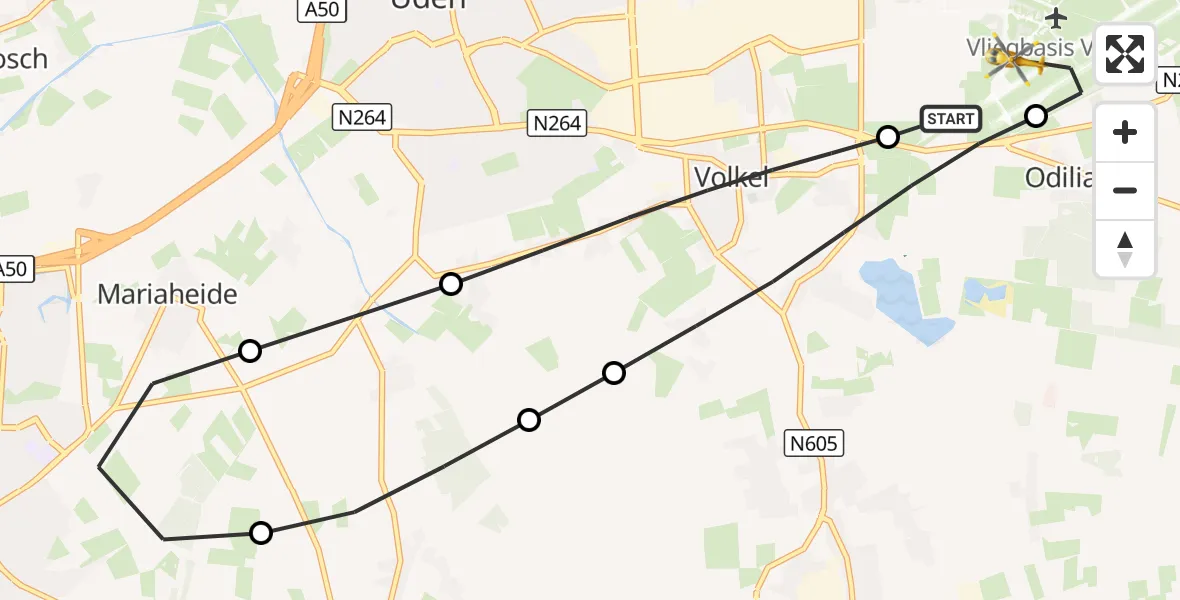 Vluchtroute Traumahelikopter Vliegbasis Volkel - Vliegbasis Volkel, 21 september 2026, 19:23