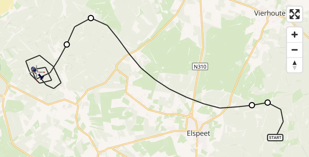 Vluchtroute Politiehelikopter Elspeet - Ermelo, 21 september 2026, 19:36