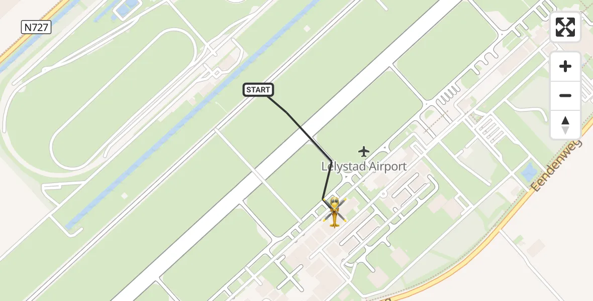 Vluchtroute Ambulancehelikopter Lelystad Airport - Lelystad Airport, 21 september 2026, 19:40