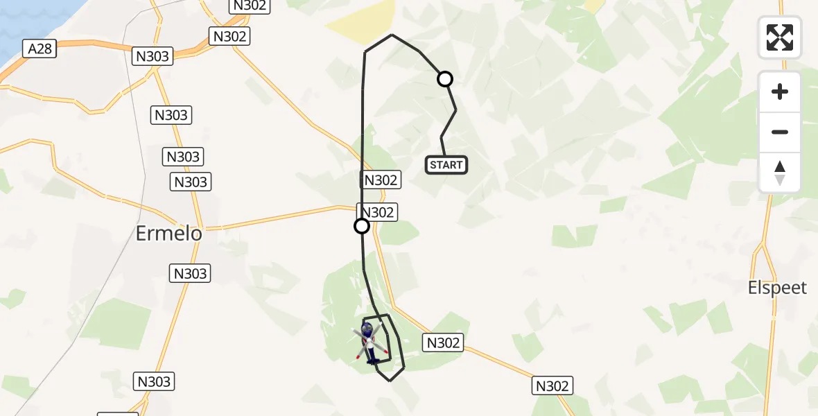 Vluchtroute Politiehelikopter Ermelo - Ermelo, 21 september 2026, 19:57