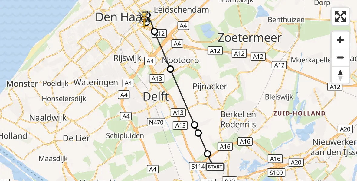 Vluchtroute Traumahelikopter Rotterdam The Hague Airport - 's-Gravenhage, 22 september 2026, 11:47